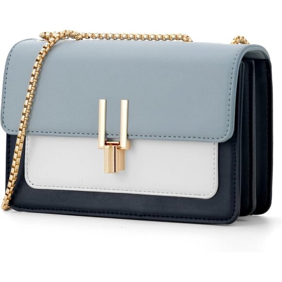 Handbags - Women Blue Imported Faux Leather Twist Lock Crossbody Designer Shoulder Handbags